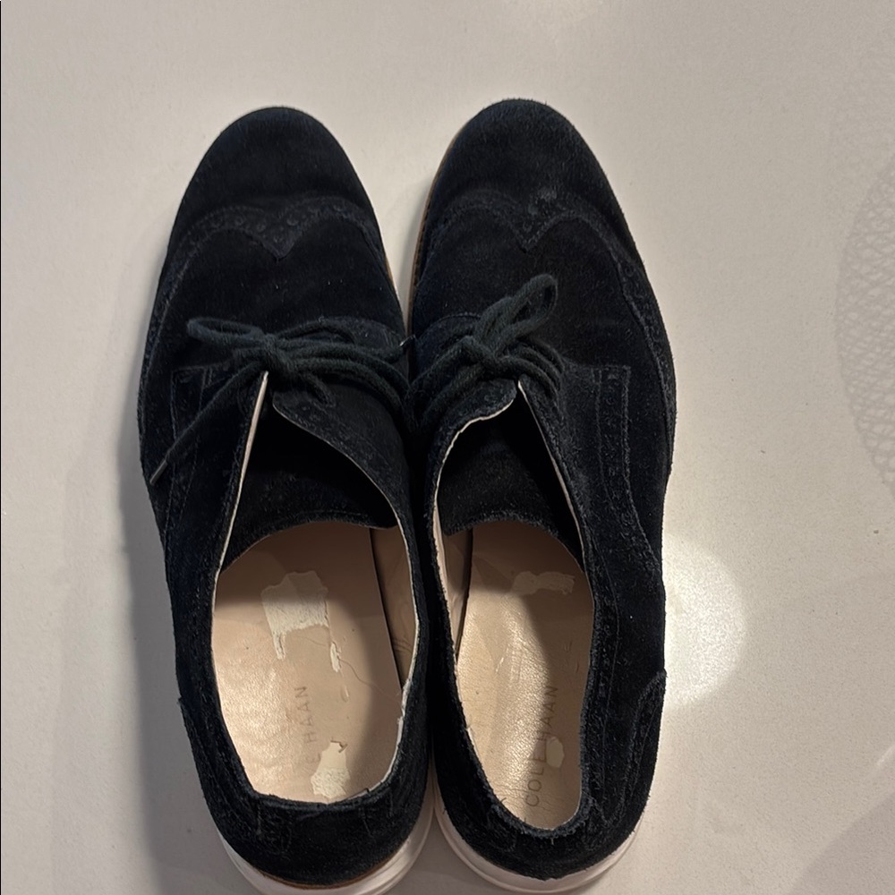 Cole Haan Lunargrand Black Suede Oxford Shoes